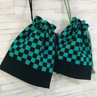 ハンドメイド＊巾着　市松模様(外出用品)