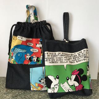 新品　入園入学準備 上履入　体操着入　しっかりデニムハンドメイド  2点セット(体操着入れ)