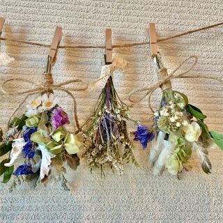 ドライフラワー スワッグ ガーランド❁896青ブルー 花束 ギフト プレゼント
