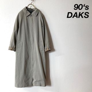 ダックス(DAKS)の90‘s DAKS チェック柄 ステンカラーコート グレー(トレンチコート)