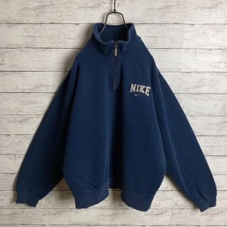 ナイキ(NIKE)の【入手困難‼︎】NIKE 90s ロゴ刺繍 ハーフジップ ネイビー スウェット(スウェット)