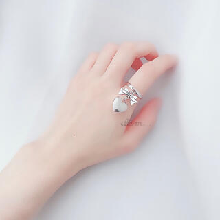 2/11新作＊ ribbon & silver heart ring(リング)