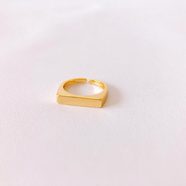 〈d12〉S925 スクエア リング ゴールド gold 指輪 韓国 シンプル レディースのアクセサリー(リング(指輪))の商品写真