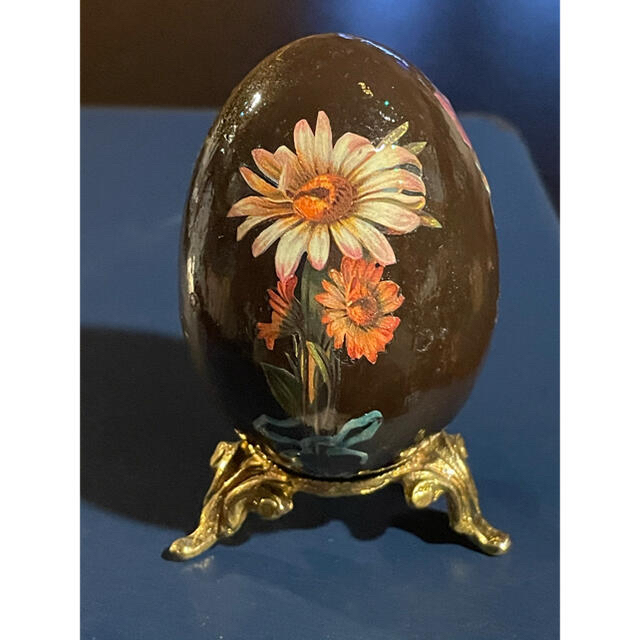 デコパージュ 木の卵 形 花柄 置物 の通販 by craftyk's shop｜ラクマ