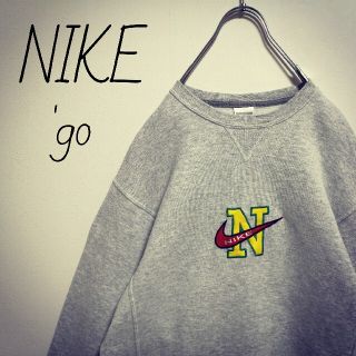 ナイキ(NIKE)の【激レア】'90s USA製 銀タグ NIKE 刺繍ロゴ クルーネックスウェット(スウェット)