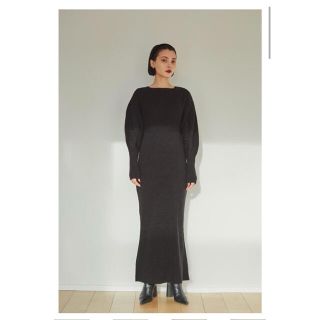 アメリヴィンテージ(Ameri VINTAGE)のSHEER　UNION KNIT DRESS (black)  大人気(ロングワンピース/マキシワンピース)