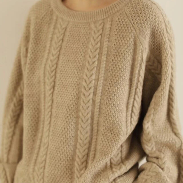 cable over knit ケーブルオーバーニット ベージュ ローレン