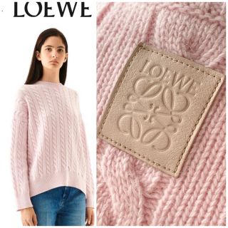 ロエベ(LOEWE)の【新品】LOEWE/ロエベ☆ケーブルクルーネックウールセーターベビーピンクXS(ニット/セーター)