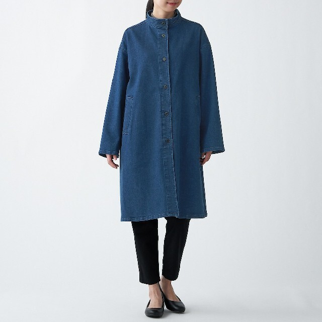 MUJI (無印良品) 新品 無印良品 ストレッチデニムコート/XS~S/インディゴブルー の通販 by CHOKO S 無印良品 デニムロングコート ジャケット