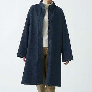 ムジルシリョウヒン(MUJI (無印良品))の■新品■ 無印良品 ストレッチデニムコート／XS～Ｓ／ダークネイビー (ロングコート)