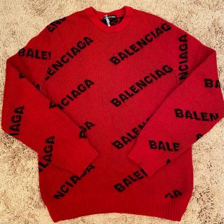 バレンシアガ(Balenciaga)のバレンシアガ　ロゴニット　レッド(ニット/セーター)