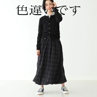 ビームスボーイ(BEAMS BOY)の美品　ビームスボーイ　2019SS チェック　バルーンスカート　ネイビー(ロングスカート)