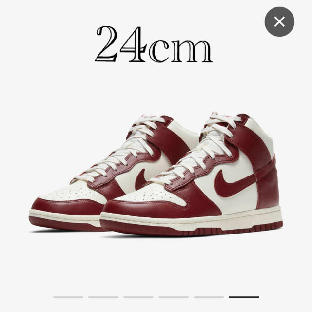 NIKE WMNS DUNK HIGH TEAM RED 24cm ダンク赤スニーカー