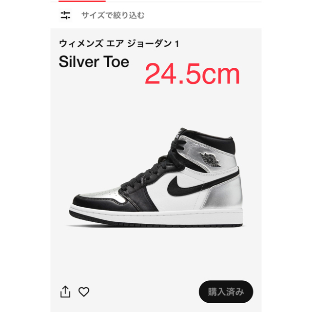 NIKE(ナイキ)の 24.5cm(W)air Jordan 1 HI OG silver toe  レディースの靴/シューズ(スニーカー)の商品写真