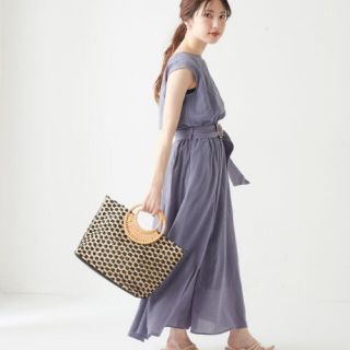 ナチュラルクチュール(natural couture)のnatural couture WEB限定変形べっ甲ベルト涼しげワンピース(ロングワンピース/マキシワンピース)