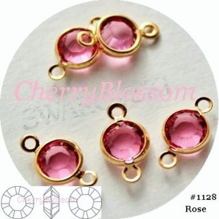 スワロフスキー(SWAROVSKI)のss29*6粒ローズ*シャネルストーン*2Ring*G*スワロ*#1128(各種パーツ)