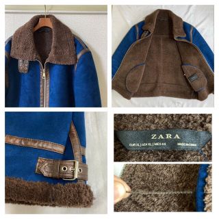 【新品　廃盤品】ZARA フェイクムートン ジャケット B-3 黒 XL/42