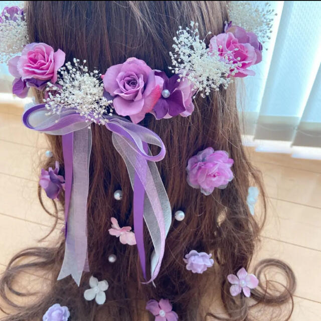 ヘッドドレス♡ラプンツェルハーフアップ髪飾り♡紫