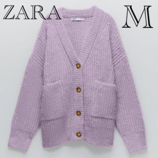 ザラ(ZARA)のZARA パッチポケットカーディガン　M(カーディガン)