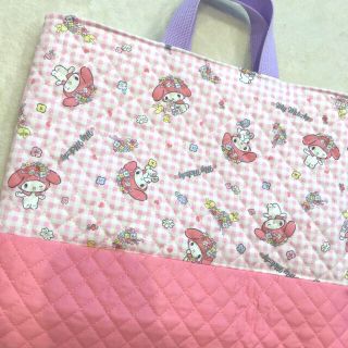 通園バック　絵本バック　レッスン　マイメロ   サンリオ　ハンドメイド(バッグ/レッスンバッグ)