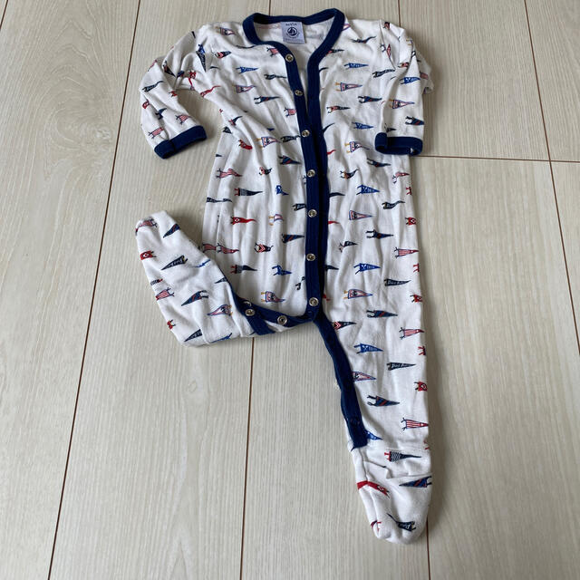 PETIT BATEAU(プチバトー)のpetit bateau 前空きロンパース　60-70 キッズ/ベビー/マタニティのベビー服(~85cm)(ロンパース)の商品写真