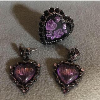 アナスイ  パープルハート💜リング & ピアス セット💜(リング(指輪))