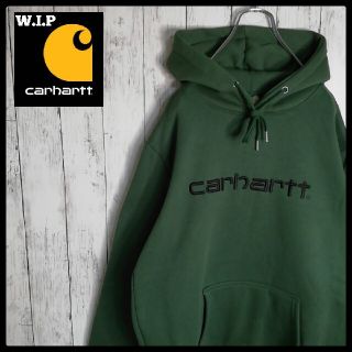 カーハート(carhartt)の【希少デザイン】カーハート WIP　刺繍ロゴ　プルオーバーフーディー　裏起毛(パーカー)