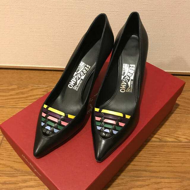 フェラガモ パンプス 黒 ferragamo 23.5cm 6 ハイヒール