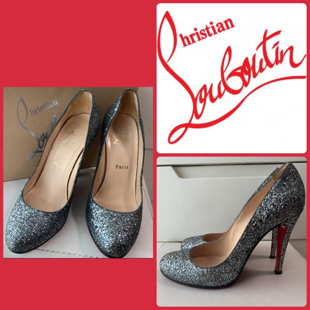 Christian Louboutin(クリスチャンルブタン)のクリスチャンルブタン　シルバーグリッター　パンプス レディースの靴/シューズ(ハイヒール/パンプス)の商品写真