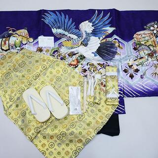 七五三 五歳 男児 羽織袴フルセット 金刺繍 紫地 袴変更可能 NO34247(和服/着物)