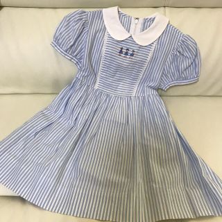 ファミリア90　水色ストライプワンピース②キッズ服女の子用(90cm~)