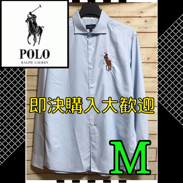 Polo ポロラルフローレン ビックポニー 刺繍ロゴ チェック柄 長袖シャツ 青 | フリマアプリ ラクマ