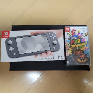 ニンテンドースイッチ(Nintendo Switch)の【新品無開封セット】SwitchLiteｸﾞﾚ-+ｽｰﾊﾟｰﾏﾘｵ3Dﾜｰﾙﾄﾞ(携帯用ゲーム機本体)