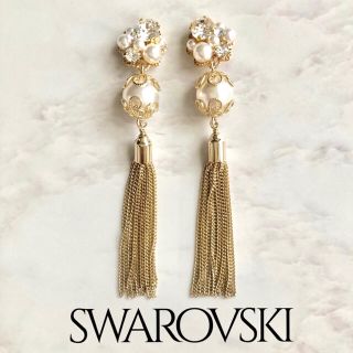 スワロフスキーゴールドタッセルアンティークパールピアス✨zara.結婚式.(ピアス)