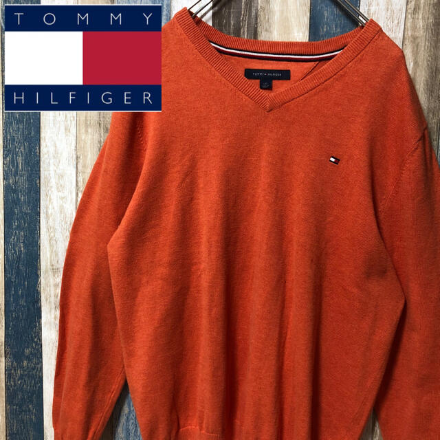 TOMMY HILFIGER(トミーヒルフィガー)の【TOMMY HILFIGER】長袖ニットセーター 薄手 フラッグロゴ L メンズのトップス(ニット/セーター)の商品写真