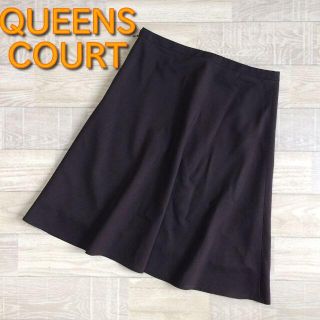 クイーンズコート(QUEENS COURT)の【クイーンズコート】フォーマルスカート ブラックパープル Mサイズ 日本製(ひざ丈スカート)