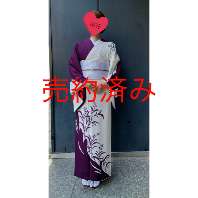 美品】訪問着 正絹 白×紫 染め分け 片身代わり 粋!の通販 by shino