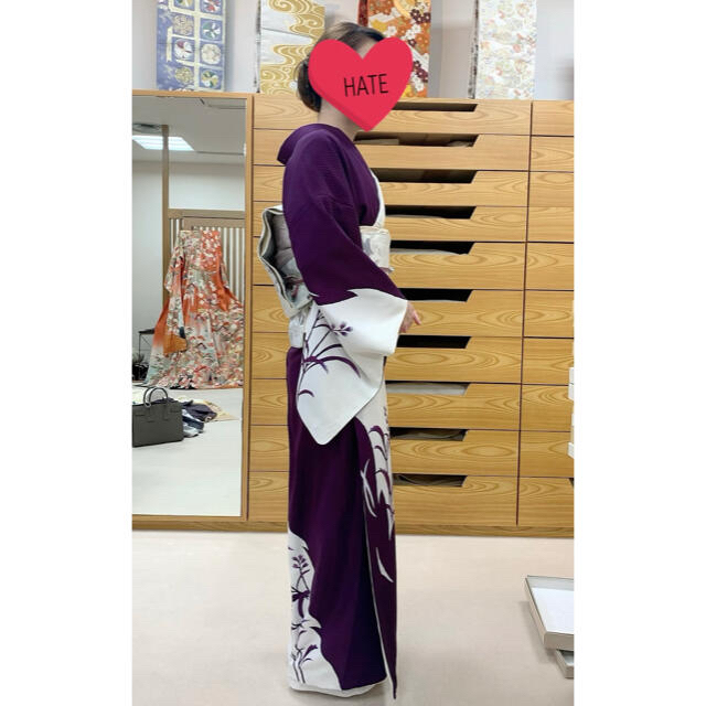 美品】訪問着 正絹 白×紫 染め分け 片身代わり 粋!の通販 by shino