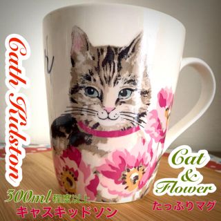 キャスキッドソン(Cath Kidston)の【中古】キャスキッドソン　Cat&Flower マグカップ 【大きめ】(グラス/カップ)