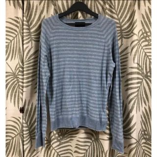 アメリカンイーグル(American Eagle)の美品です！アメリカンイーグル  長袖ボーダーカットソー　淡いブルー(Tシャツ/カットソー(七分/長袖))