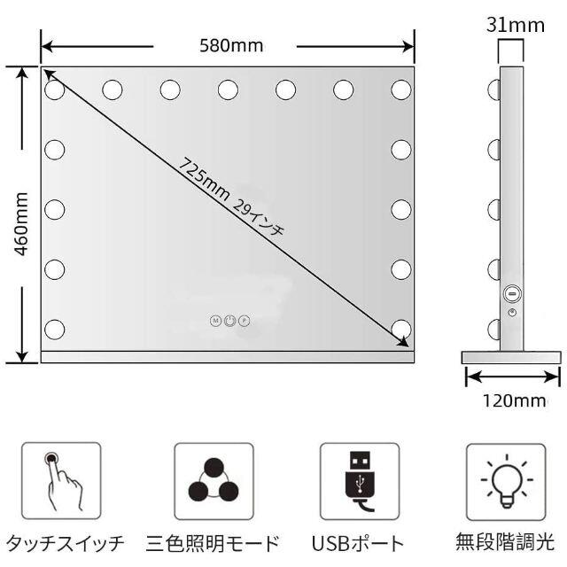 【新品最安値挑戦！】FENCHILIN 化粧鏡15個LED電球付き58x46cm