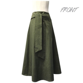 スピックアンドスパン(Spick & Span)のbaybee waist mark stitch skirt カーキ(ロングスカート)