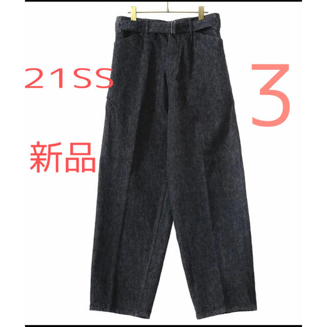 COMOLI(コモリ)の【完売品】COMOLI　21SS デニム　ベルテッドパンツ　ブラック メンズのパンツ(デニム/ジーンズ)の商品写真