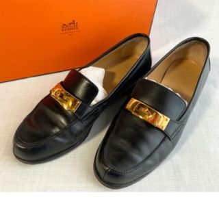 エルメス(Hermes)のエルメス HERMES ケリー金具 ローファー 黒361/2  00161(ローファー/革靴)