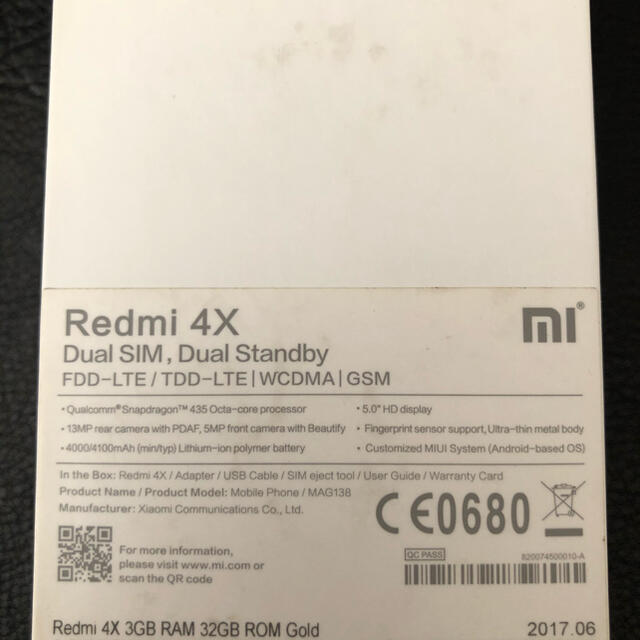 Xiaomi Redmi 4X RAM3GB RM32GB シャオミ 小紅 2