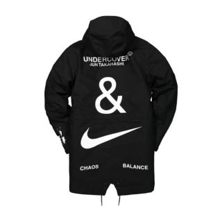 アンダーカバー(UNDERCOVER)のUNDERCOVER × NIKE フィッシュテールダウンパーカー黒 XL(モッズコート)