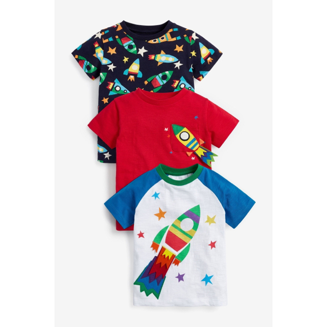 NEXT(ネクスト)のレインボー ロケット Tシャツ3枚組（3m-7y） キッズ/ベビー/マタニティのベビー服(~85cm)(Ｔシャツ)の商品写真