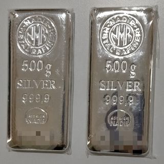 2021年2月購入 1kg(500g×2) 銀地金 インゴット 999.9 即発(貨幣)