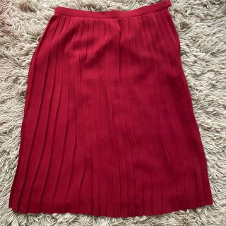 ザラ(ZARA)のRollina ワインレッドプリーツスカート　L(ひざ丈スカート)