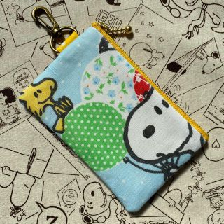 スヌーピー(SNOOPY)の☆ スヌーピー&ウッドストック ミニポーチ ☆ ビンテージ シーツ リメイク(ポーチ)